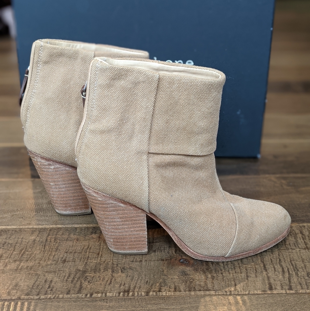 Rag & Bone Newbury Canvas Bootie Size 37 Tan/Came… - image 1